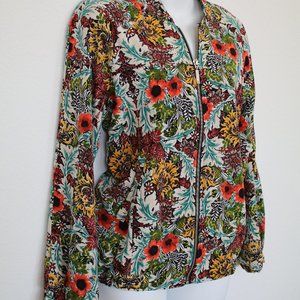 NWT PHILOSOPHY Floral Print BOMBER JACKET with POCKETS Lightweight - Size M